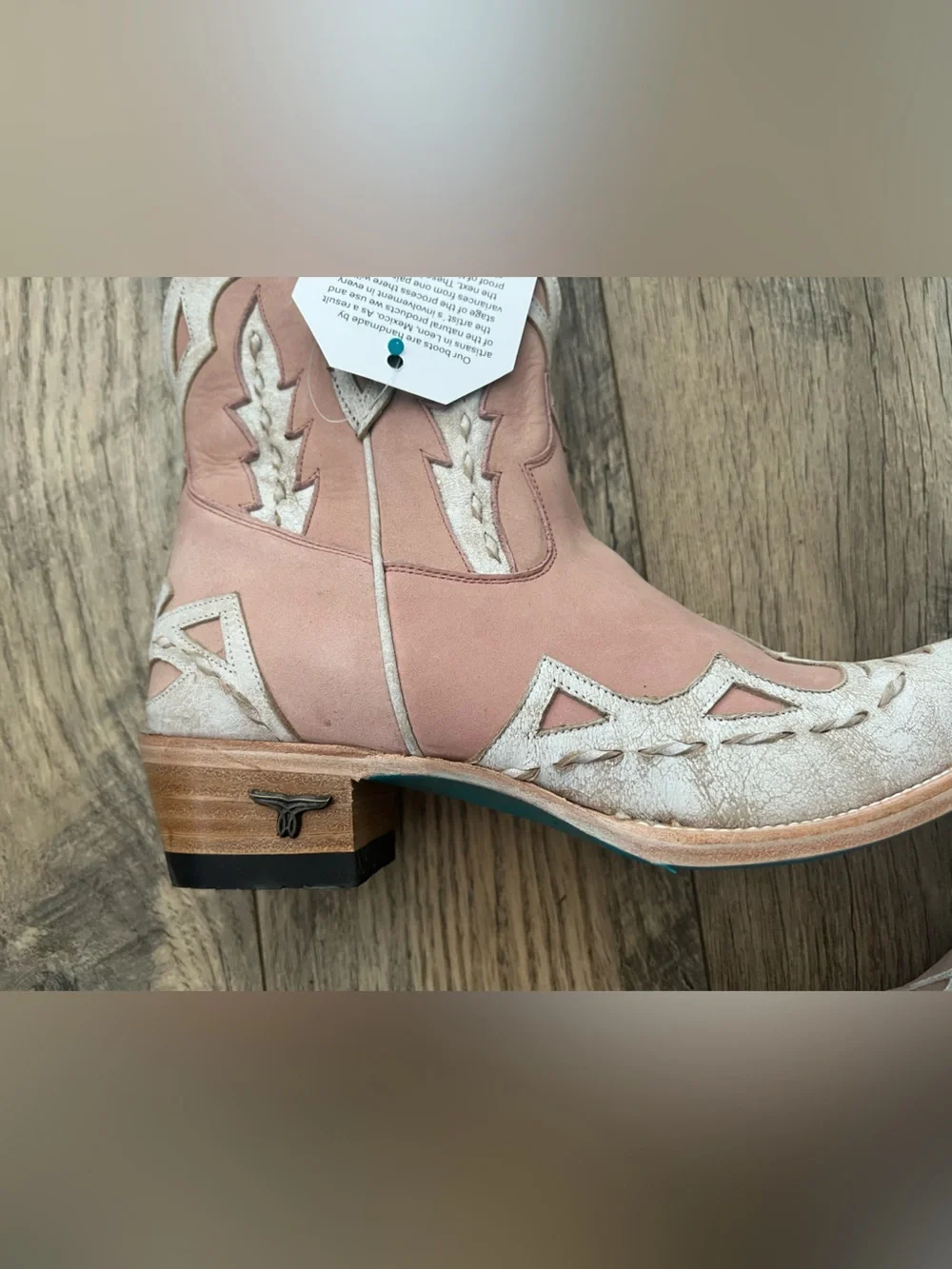 Lane boots chase the wind two tone blush and white booties size 8 - Picture 12 of 17